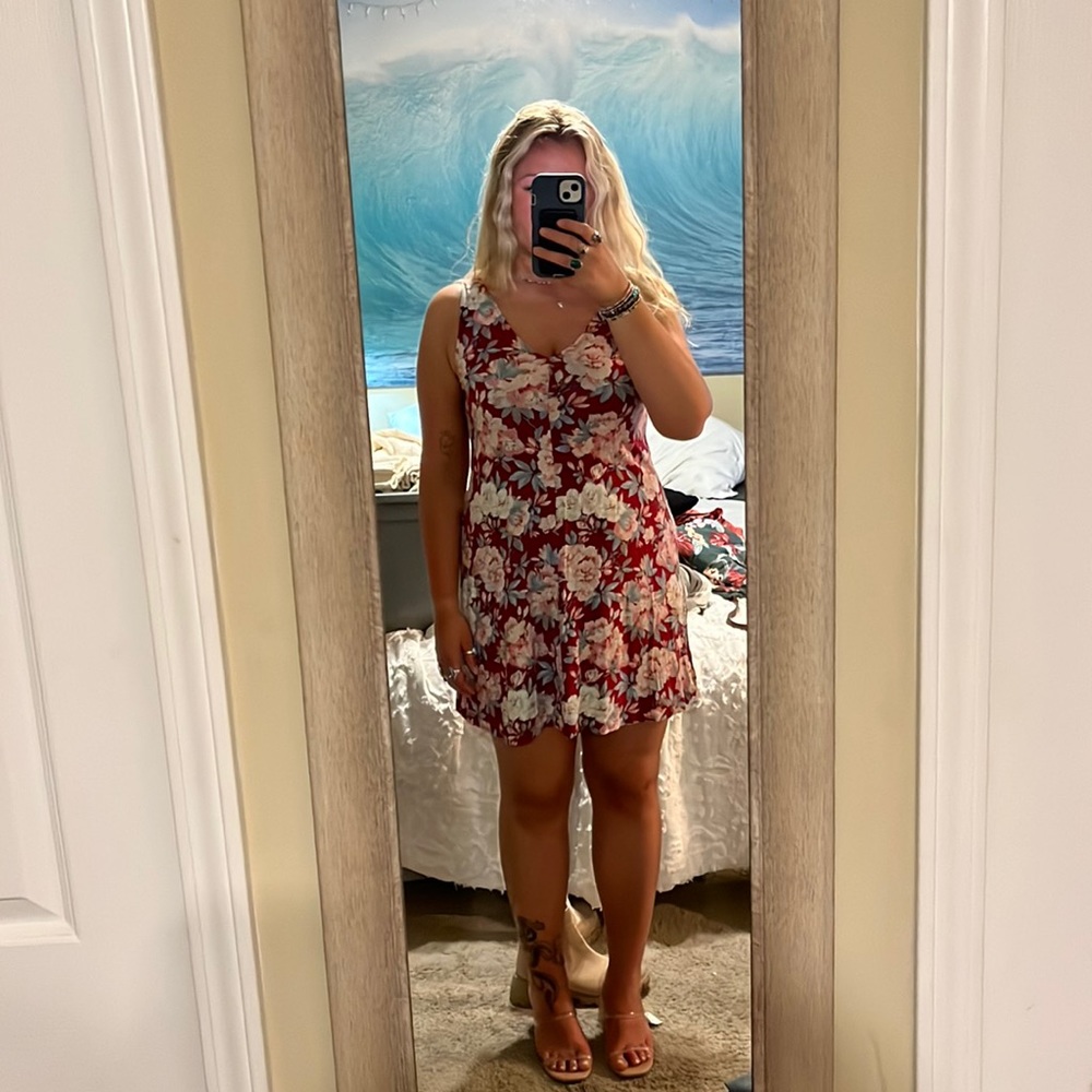 V-Neck Floral Swing Dress